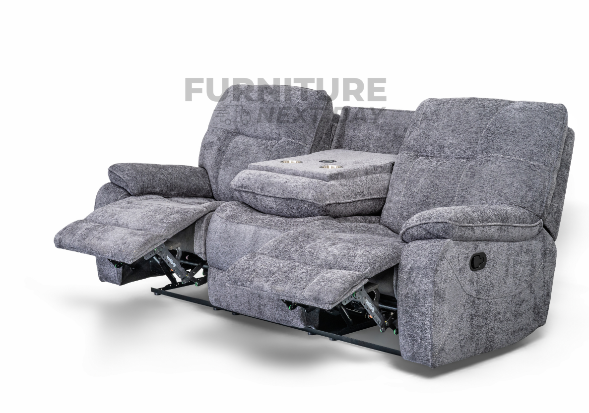 Castlegreen 3+1+1 Seater Fabric Recliner - Dark Grey