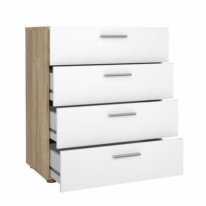Pepe 4 Drawer Chest - Oak with White High Gloss