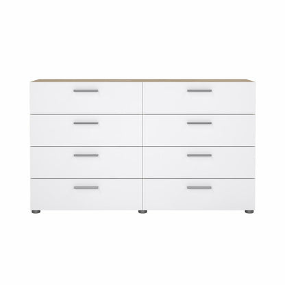 Pepe 8 Drawer Chest - Oak with White High Gloss