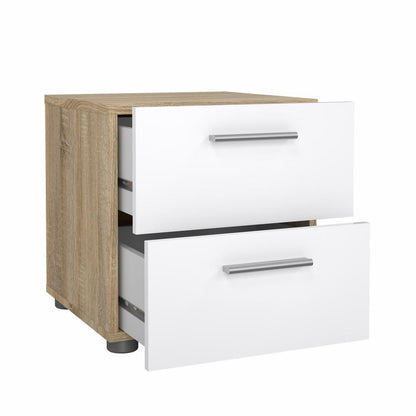 Pepe Nightstand - Oak with White High Gloss
