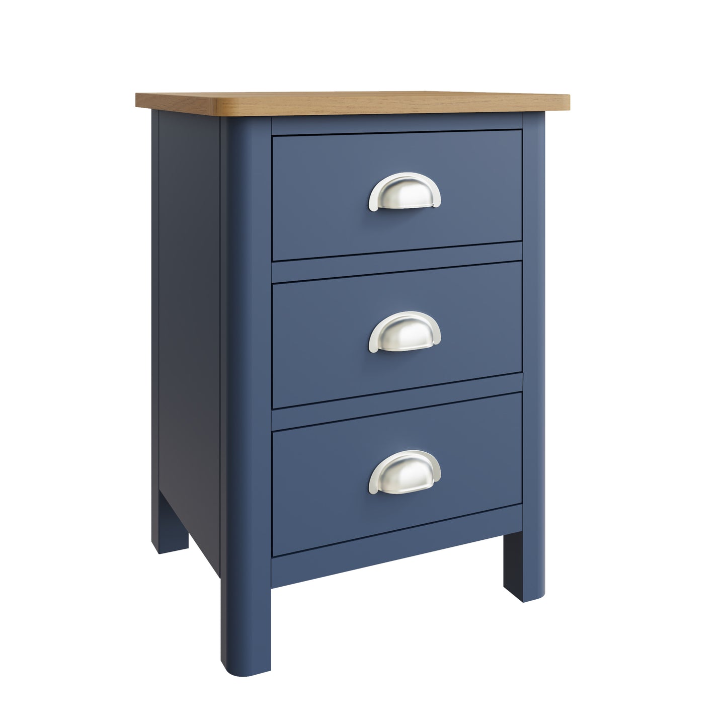 Rhea Blue 3 Drawer Bedside Cabinet