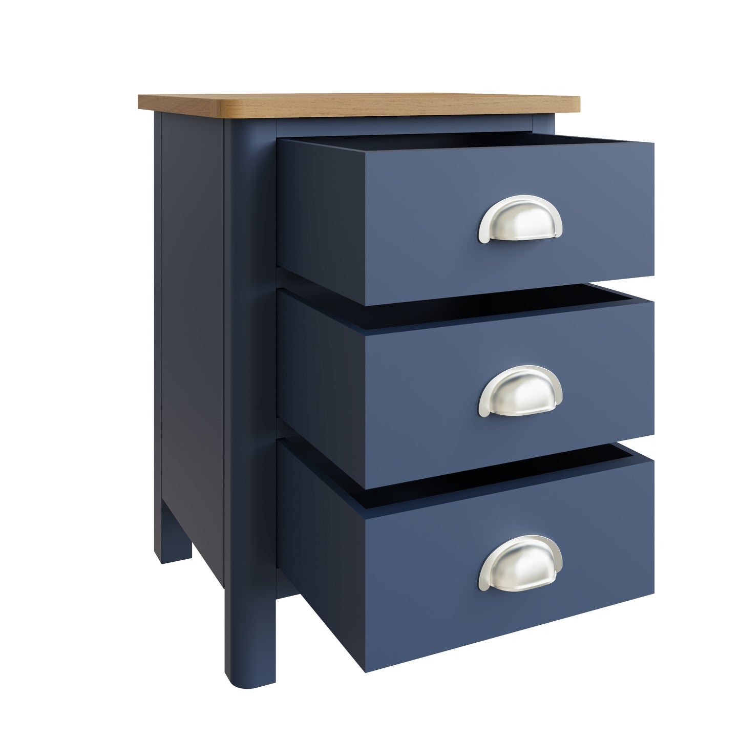 Rhea Blue 3 Drawer Bedside Cabinet