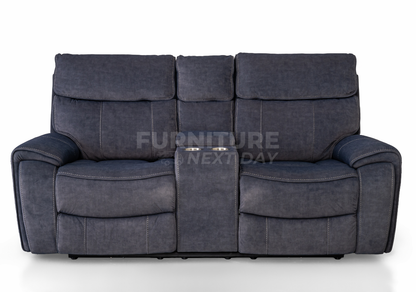 Springhill 2 Seater with Console Fabric Electric Recliner- Grey