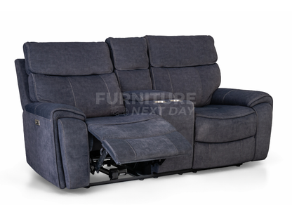 Springhill 2 Seater with Console Fabric Electric Recliner- Grey