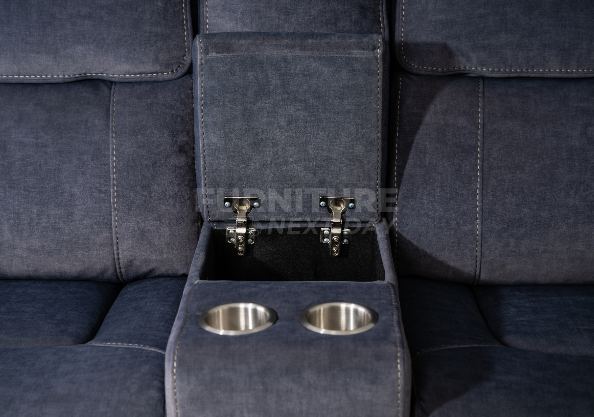 Springhill 2 Seater with Console Fabric Electric Recliner- Grey