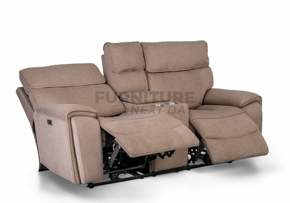 Springhill 2 Seater with Console Fabric Electric Recliner- Beige