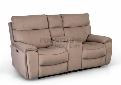 Springhill 2 Seater with Console Fabric Electric Recliner- Beige