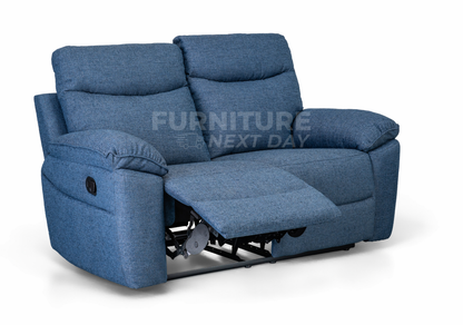 Violethill 2 Seater Fabric Manual Recliner- Dark Blue