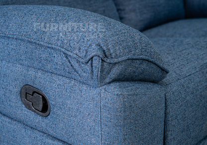 Violethill 2 Seater Fabric Manual Recliner- Dark Blue