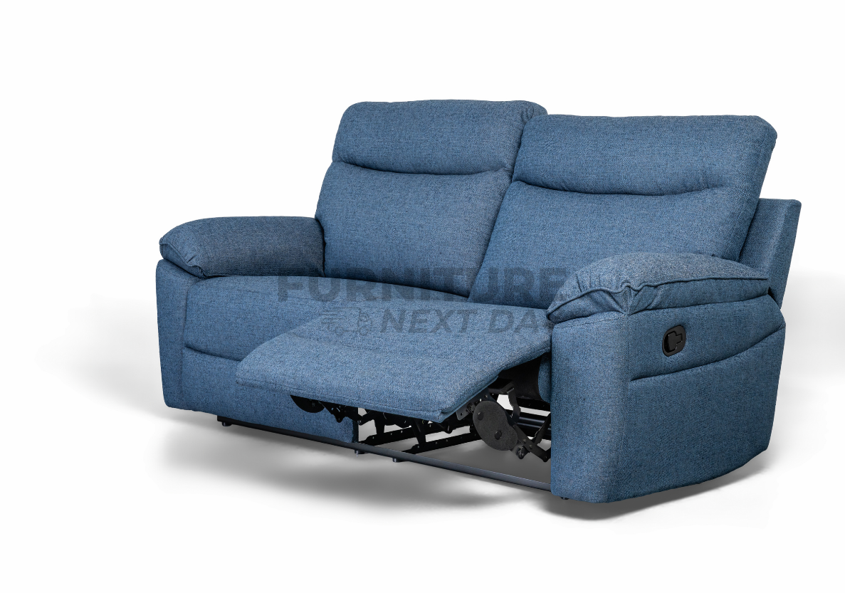 Violethill 3 Seater Fabric Manual Recliner- Dark Blue