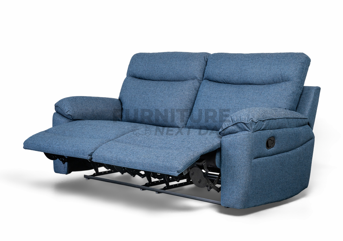 Violethill 3 Seater Fabric Manual Recliner- Dark Blue