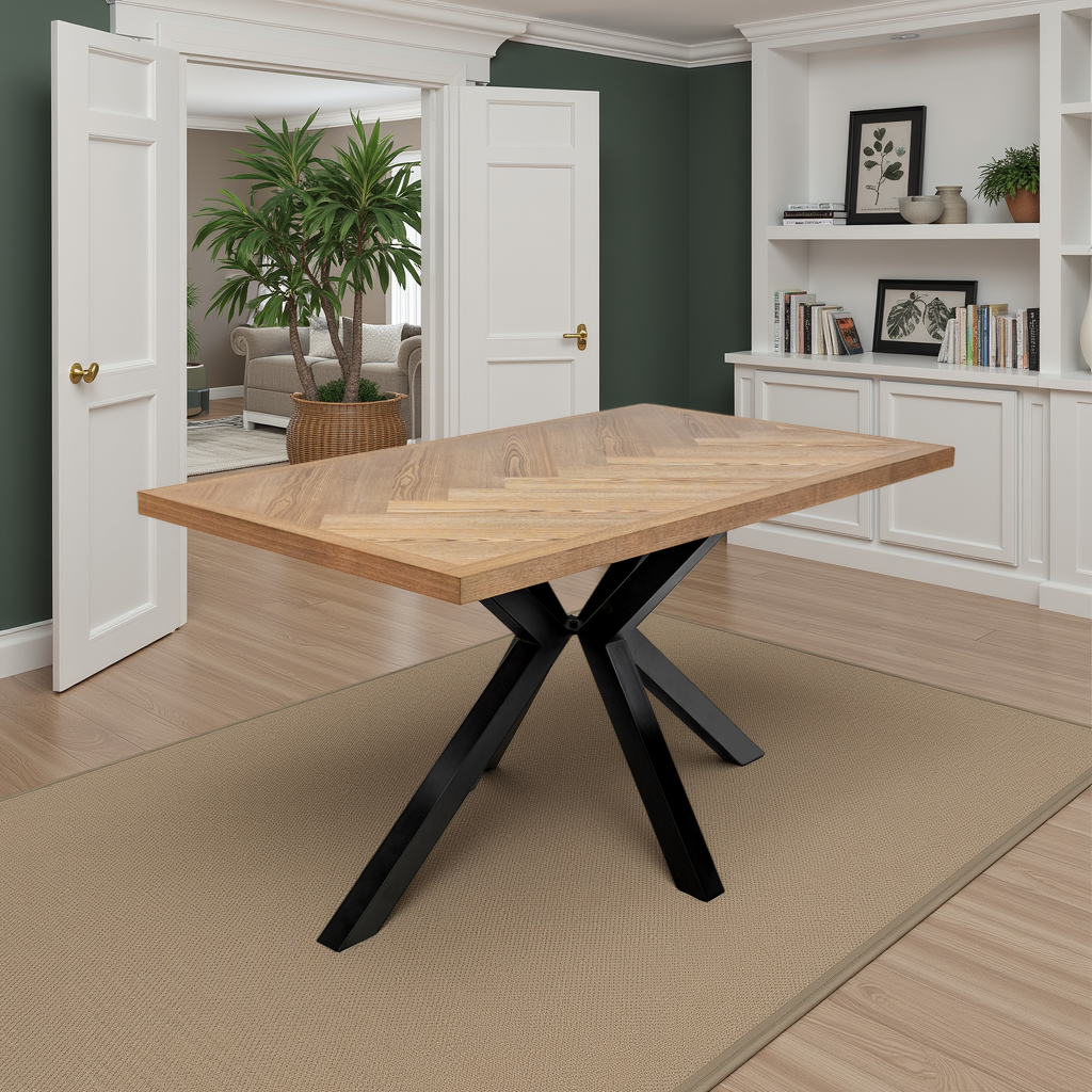 Zinfandel 1.4m Herringbone Dining Table - Medium Ash Veener