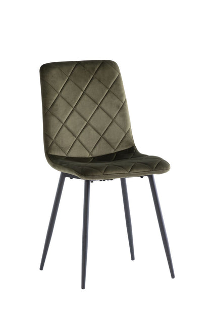 Bruno Dining Chair Set of 2, Juniper Green with Black Leg