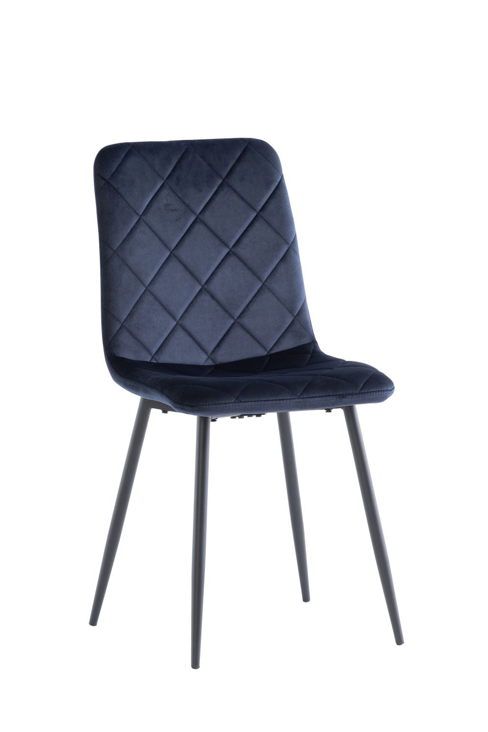Bruno Dining Chair Set of 2, Deep Blue with Black Leg