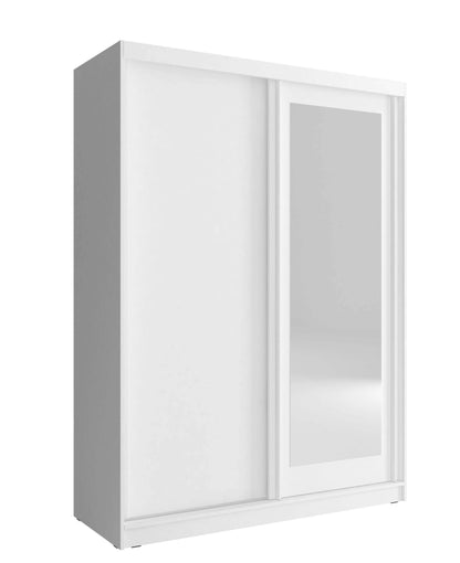 Nord 150cm 2 Door Sliding Wardrobe with 1 Mirrored Door - White