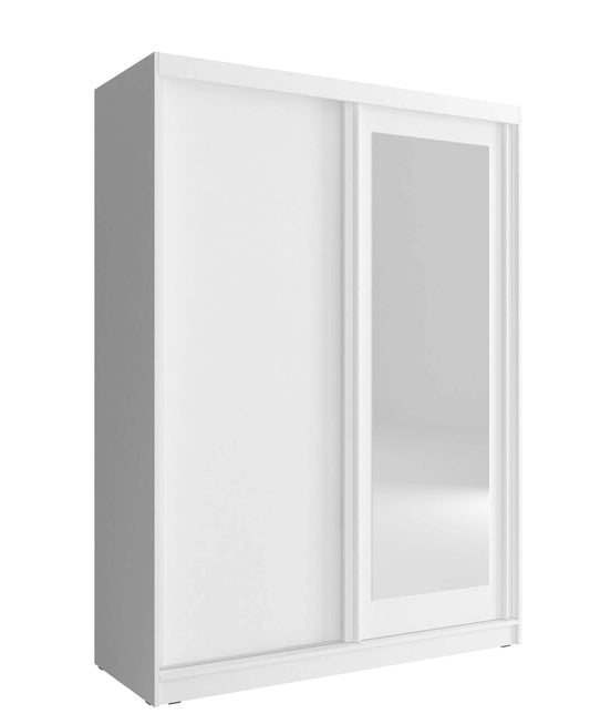 Nord 150cm 2 Door Sliding Wardrobe with 1 Mirrored Door - White