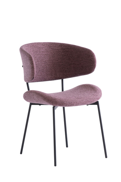 Weninger Dining Chair Set of 2, Dusty Rose with Black Leg